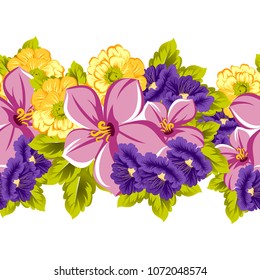 beautiful floral seamless pattern. For your fabric design, postcards, wedding invitations, birthday, Valentine's day and more. Vector illustration.