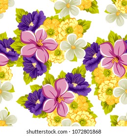 beautiful floral seamless pattern. For your fabric design, postcards, wedding invitations, birthday, Valentine's day and more. Vector illustration.