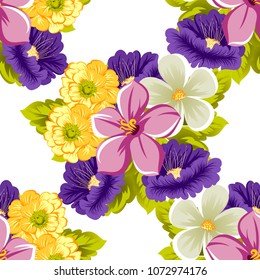 beautiful floral seamless pattern. For your fabric design, postcards, wedding invitations, birthday, Valentine's day and more. Vector illustration.