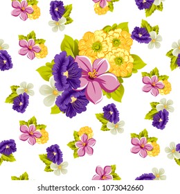 beautiful floral seamless pattern. For your fabric design, postcards, wedding invitations, birthday, Valentine's day and more. Vector illustration.