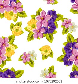 beautiful floral seamless pattern. For your fabric design, postcards, wedding invitations, birthday, Valentine's day and more. Vector illustration.