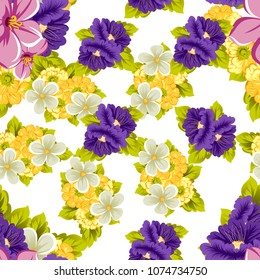 beautiful floral seamless pattern. For your fabric design, postcards, wedding invitations, birthday, Valentine's day and more. Vector illustration.