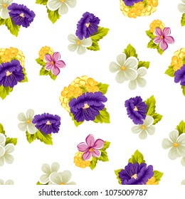 beautiful floral seamless pattern. For your fabric design, postcards, wedding invitations, birthday, Valentine's day and more. Vector illustration.