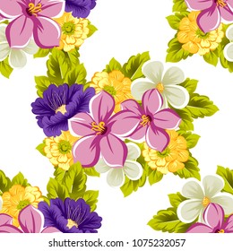 beautiful floral seamless pattern. For your fabric design, postcards, wedding invitations, birthday, Valentine's day and more. Vector illustration.
