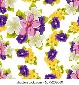 beautiful floral seamless pattern. For your fabric design, postcards, wedding invitations, birthday, Valentine's day and more. Vector illustration.