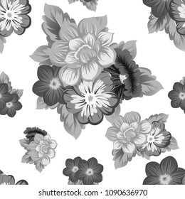 Beautiful floral seamless pattern. For your fabric design, clothing, printed matter. Congratulations and invitations to the wedding, birthday, Valentine's day and much more. Vector illustration.
