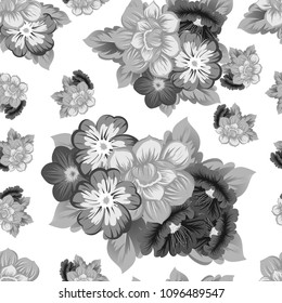 Beautiful floral seamless pattern. For your fabric design, clothing, printed matter. Congratulations and invitations to the wedding, birthday, Valentine's day and much more. Vector illustration.
