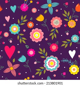 Beautiful floral seamless pattern.Cute illustration can be used for invitation, wedding or birthday cards, wallpaper or textile. 