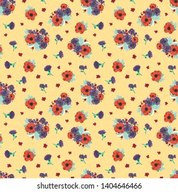 Beautiful floral seamless vector pattern with anemones. Background with decorative floral ornaments for textiles, wrappers, fabrics, clothing, covers, paper, print, scrapbooking, decoupage and other