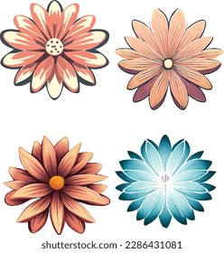 Beautiful floral set vector illustration. different type beautiful set flowers on white background