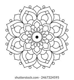 beautiful floral shape mandala design for coloring book, soothing and simple mandala art
