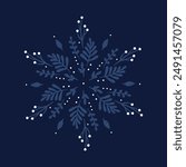 Beautiful floral snow flakes mandala in navy color for wallpaper print poster decoration ornament