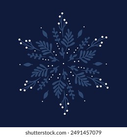 Beautiful floral snow flakes mandala in navy color for wallpaper print poster decoration ornament