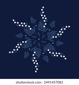 Beautiful floral snow flakes mandala in navy color for wallpaper print poster decoration ornament