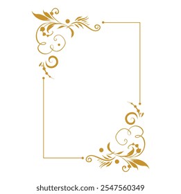 Beautiful floral square frame with vignettes. Slavic old Russian corners. Design of wedding invitations, anniversaries, congratulations. Vector isolated border.