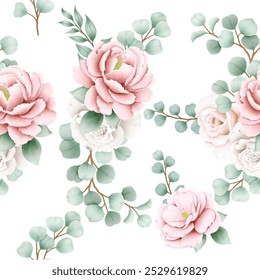 Hermosa ilustración de patrón transparente de verano floral
