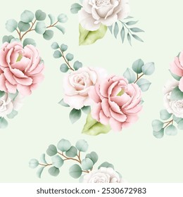 Hermosa ilustración de patrón transparente de verano floral
