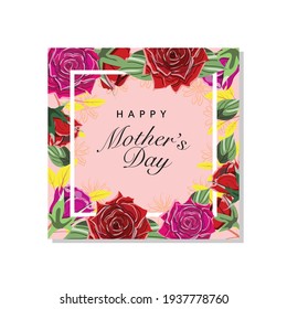 Beautiful floral template with roses. For cards, posters, advertisements. Vector template.