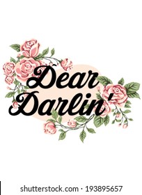 Beautiful Floral with Text. Bright illustration, can be used for creating cards, wedding invitations, birthday and other holiday or cute summer background. 