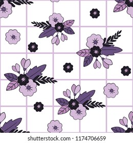 Beautiful floral and tiles seamless pattern. Perfect for textile, wrapping, web and all kind of decorative projects. Vector illustration.
