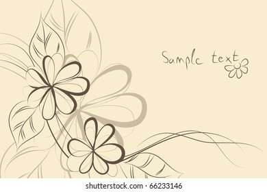 beautiful Floral vector background (brown flowers on light)