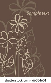 beautiful Floral vector background (brown flowers on light)