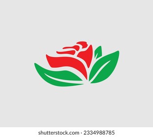 beautiful floral vector design in red and green natural colors