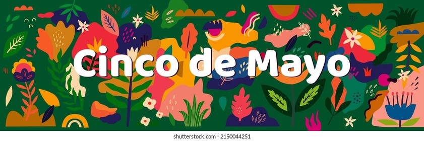 Beautiful floral vector illustration with design  for Mexican holiday 5 may Cinco De Mayo.