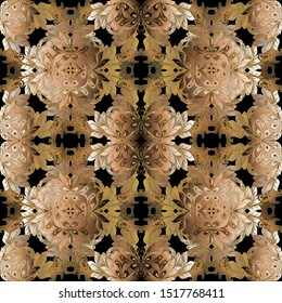 Beautiful floral vector seamless pattern. Colorful ornamental flowery background. Repeat flourish patterned backdrop. Elegance ornate flowers, leaves. Luxury decorative design. For wallpapers, fabric.