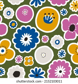 Beautiful Floral Vector Seamless Pattern. Botanical texture with different flowers. 