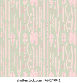 Beautiful Floral vector seamless pattern wallpaper background with color lines and cute flowers, for textile, wallpaper, packaging paper or other print    