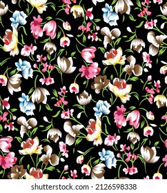 beautiful floral vector seamless repeat allover pattern illustration background