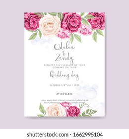 hermosa tarjeta de invitación de boda vectorial floral