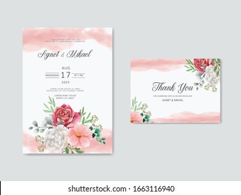 beautiful floral vector wedding invitation card