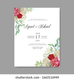 beautiful floral vector wedding invitation card