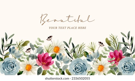 beautiful floral watercolor painting border