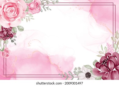 Beautiful floral watercolor pink background with flower