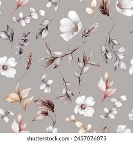 Beautiful floral watercolor seamless pattern with a vintage feel