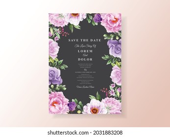 beautiful floral watercolor wedding invitation template