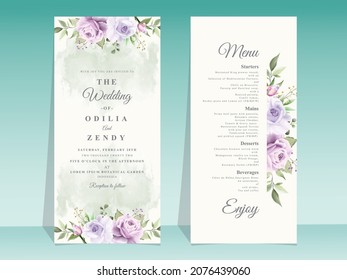 Beautiful floral watercolor wedding invitation template