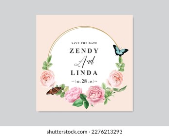 beautiful floral watercolor wedding invitation card