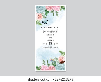 beautiful floral watercolor wedding invitation card