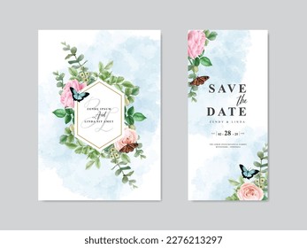 hermosa tarjeta de invitación de boda floral acuarela