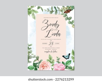 beautiful floral watercolor wedding invitation card