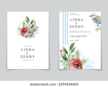 beautiful floral watercolor wedding invitation card