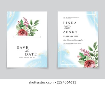 beautiful floral watercolor wedding invitation card