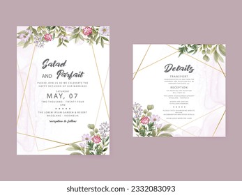 beautiful floral watercolor wedding invitation card