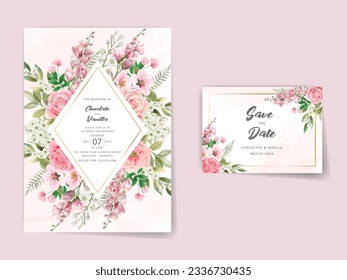 beautiful floral watercolor wedding invitation card