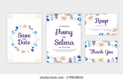 Beautiful floral wedding invitation card template.greeting card or invitation design background