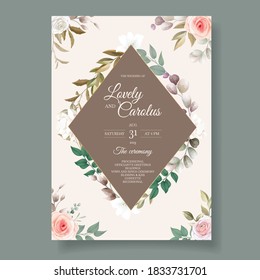 Beautiful floral wedding invitation card template